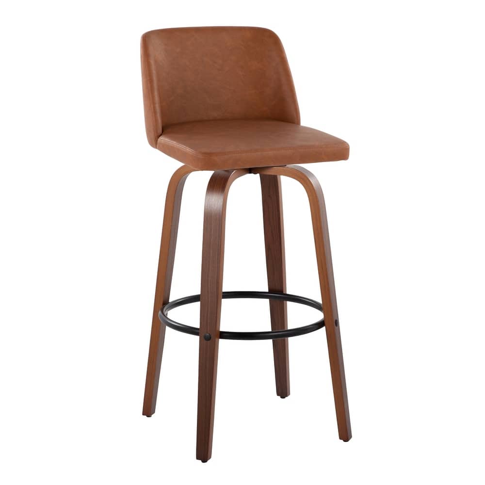 Carson Carrington Vallberga 30" Fixed-Height Bar Stool with Walnut Wood Base (Set of 2)