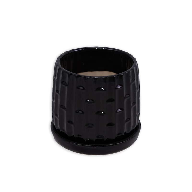 Planter Collection Hand-Finished Stripes with Professional Drainage 2pc