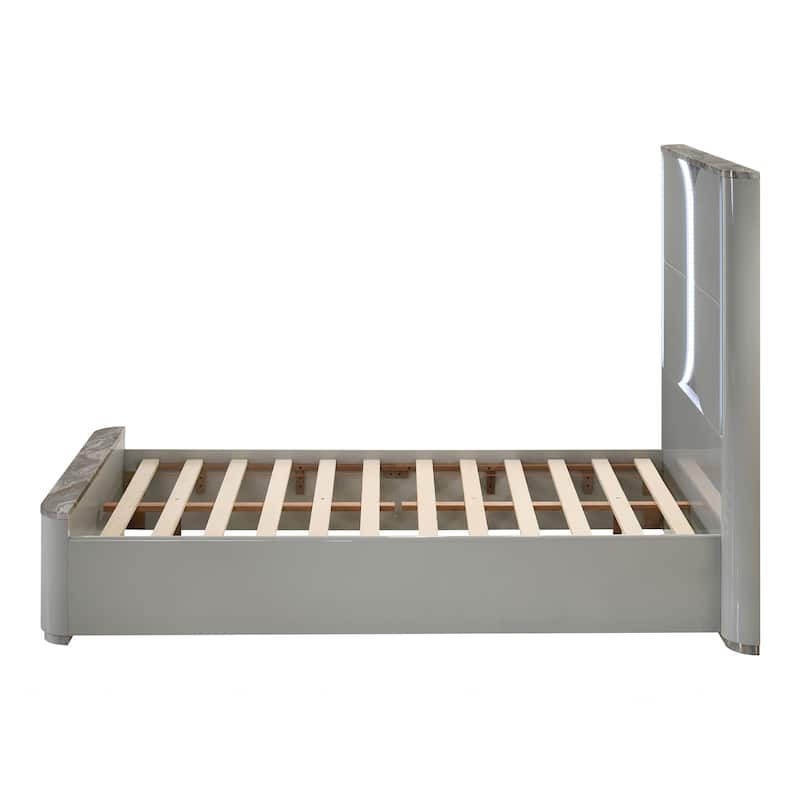 Furniture of America Sherri Modern 6-Piece Light Grey Solid Wood Kids Platform Bedroom Set with LED