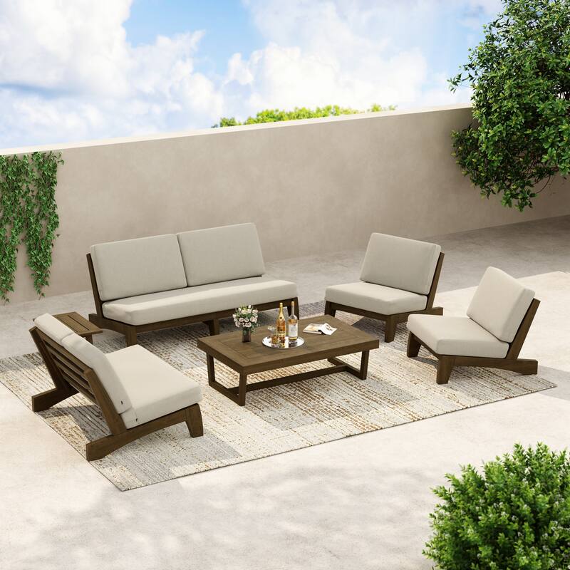 8-Piece Outdoor Sofa Set with Loveseat, 2 Club Chairs & Matching Tables