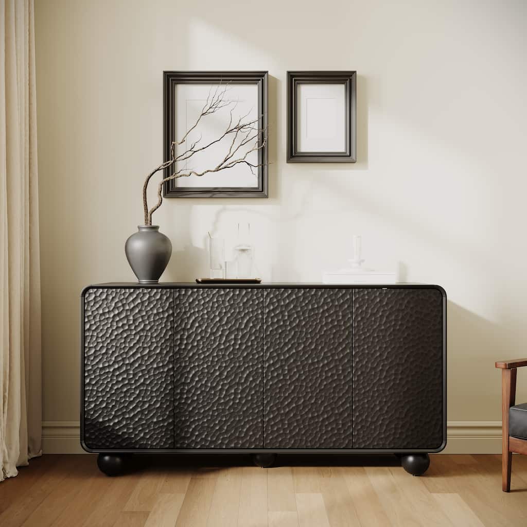 59"Sideboard Buffet Cabinet with Storage,TV Console with Curved Profile Design,Accent Credenza Large Console Table
