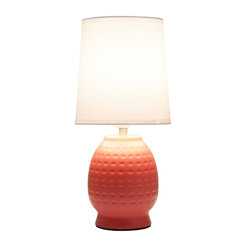 Petite Dimpled Ceramic Table Lamp with Tapered Shade - 12.5" - Orange
