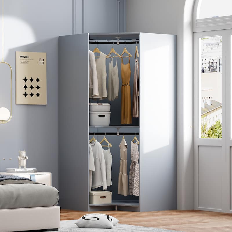 Polygon Corner Wardrobe - Grey