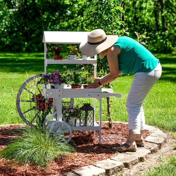 Sunnydaze Country Market Flower Cart Display Stand - 49.25