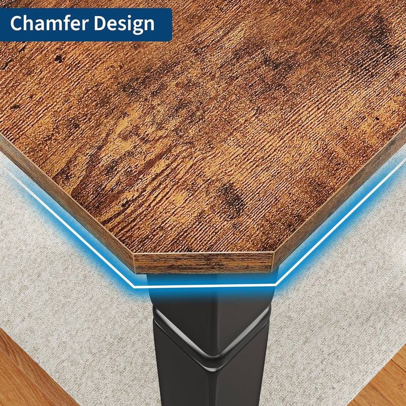 Farmhouse Dining Table for 6-8 People - Rustic Industrial Kitchen Table for Dining Room