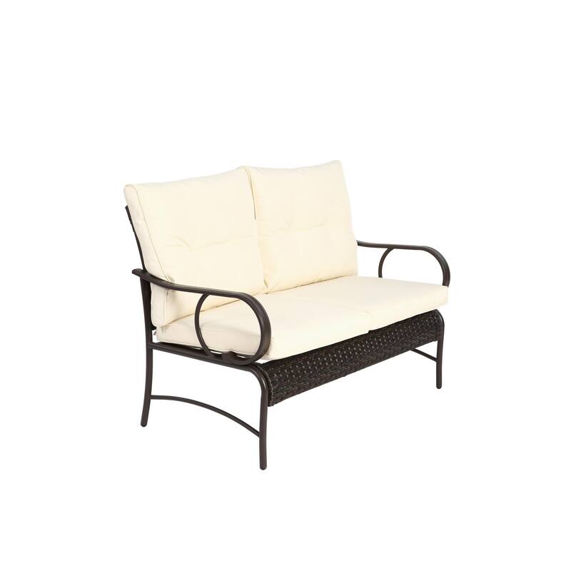 Classic Patio Sofa Wicker Conversation Set Rattan Sofa Chair wTable