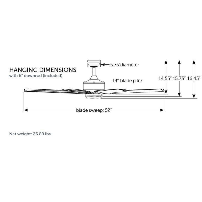 Fanimation Levon Custom Indoor/Outdoor Smart Ceiling Fan DC Motor - Brushed Nickel