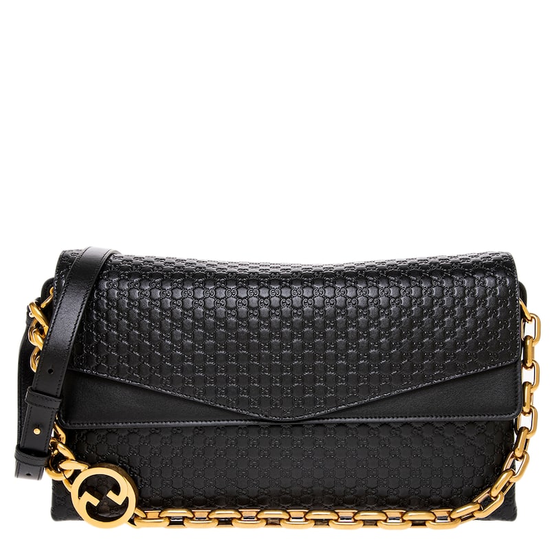 Gucci Large GG Chain Shoulder Bag - Black