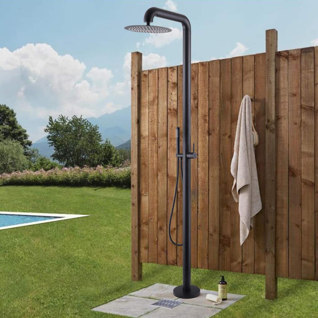Rbrohant Freestanding Shower System Combo Set, Outdoor Floor Mount Shower Faucets