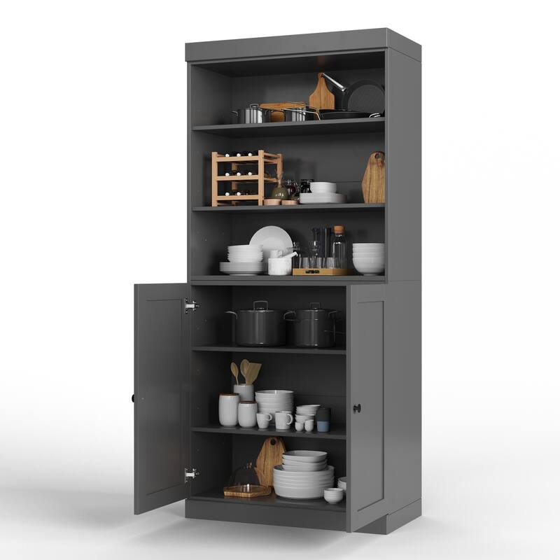 Palace Imports 100% Solid Wood 32" Pantry Cabinet with Shaker Doors and Adjustable Shelves