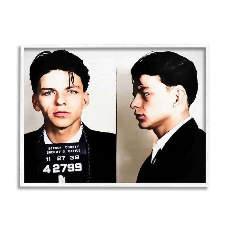 Stupell Frank Sinatra Mugshot Bergen County Jail Photography Framed Wall Art - Black