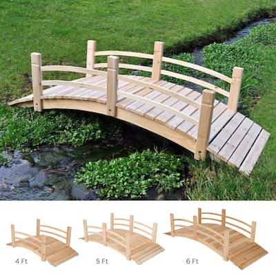 Serene Natural Wood Cedar Decorative Garden Bridge