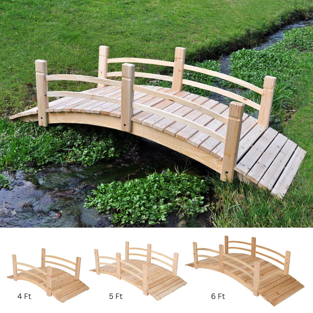 Serene Natural Wood Cedar Decorative Garden Bridge
