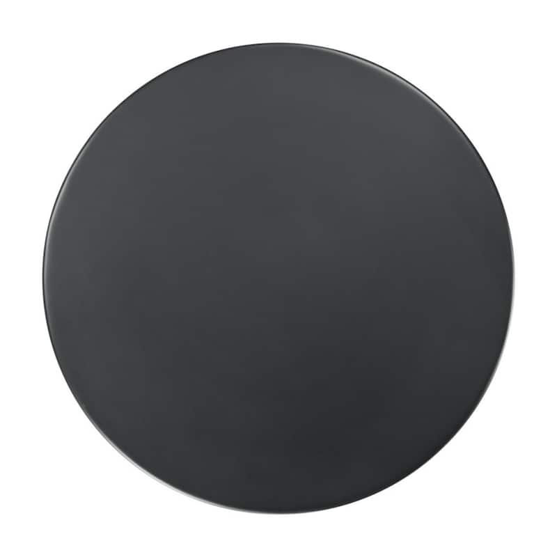 20" Black Round Iron Side Table with Drum Base and Powder Coated Finish Perfect for Living Room or Bedroom