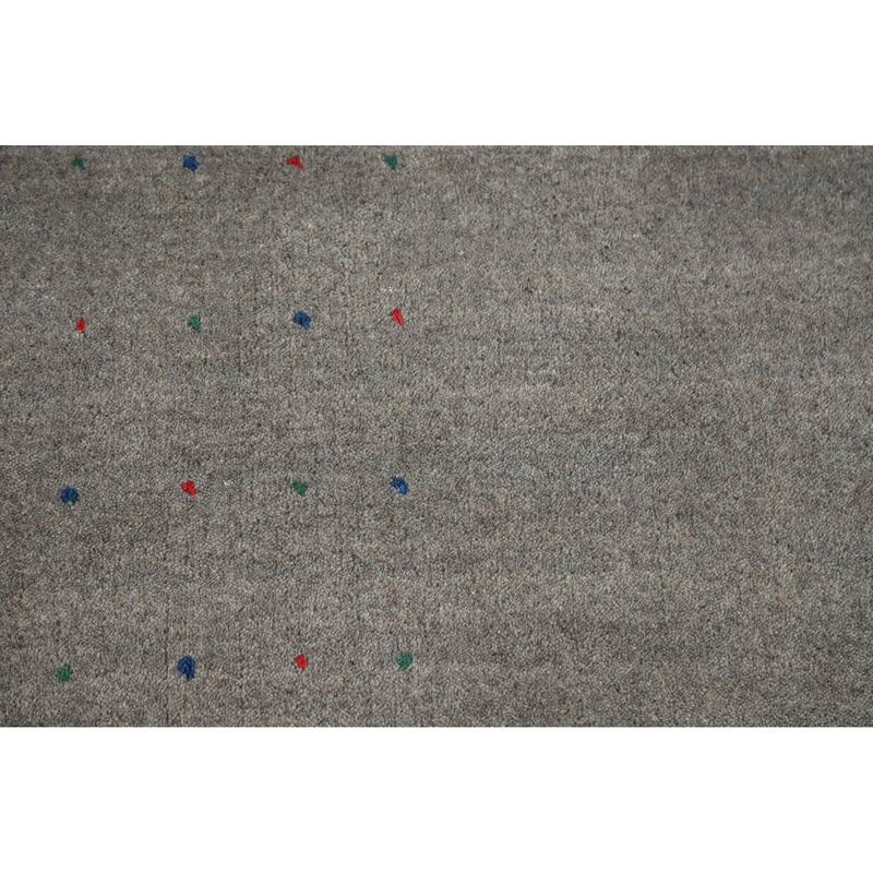 Hand Knotted Oriental 100% Wool Carpet Tribal Animal Pictorial Greys & Charcoal Gabbeh Area Rug - 8' 2'' X 5' 0''