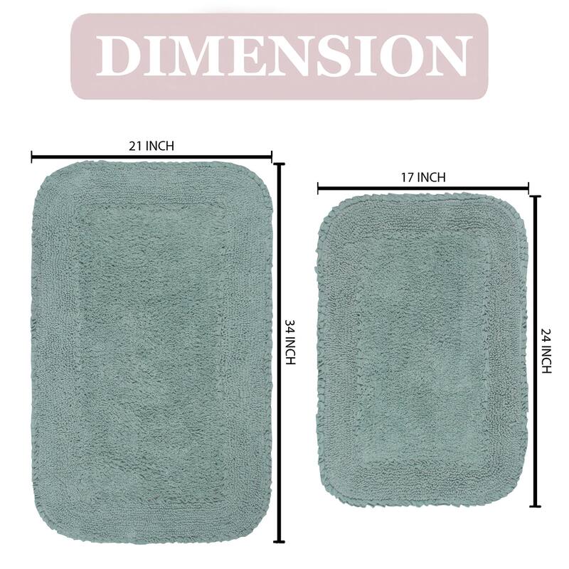 Radiant Collection Absorbent Cotton 2 Piece Set Machine Washable Bath Rug