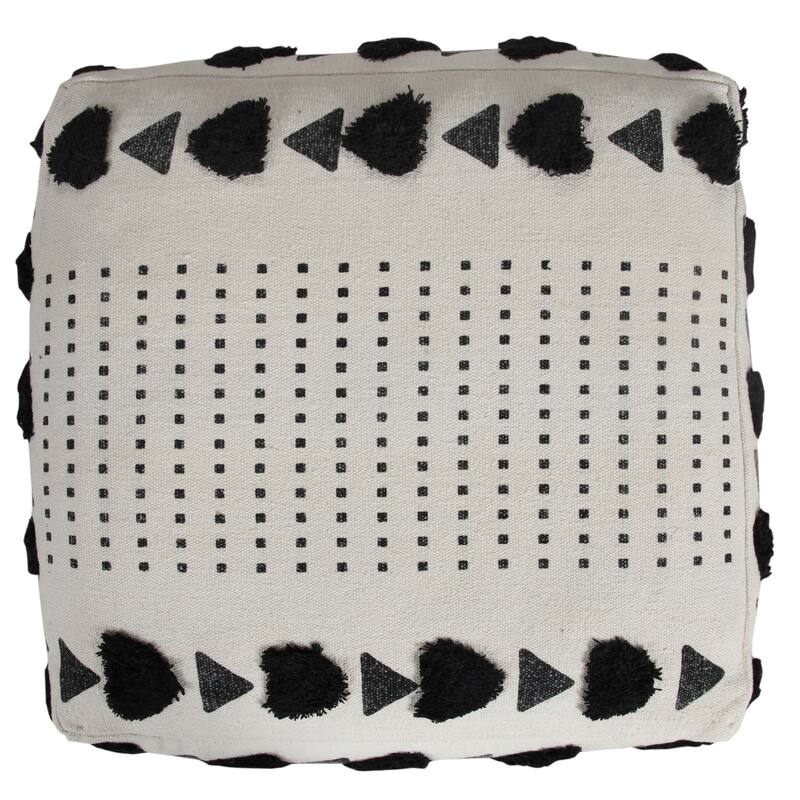 Sevita Textured Dash and Dot Pouf Ottoman