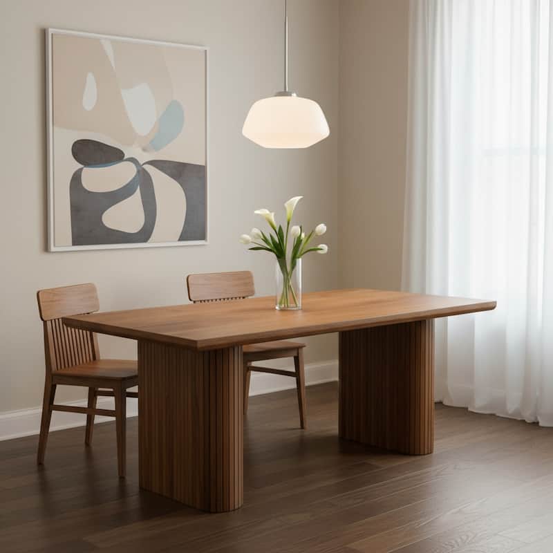 HomeRoots 82" Brown Wood Double Pedestal Base Dining Table - 82.00 in. x 30.00 in. x 38.00 in. - Brown - 82.00 in. x 30.00 in. x 38.00 in.