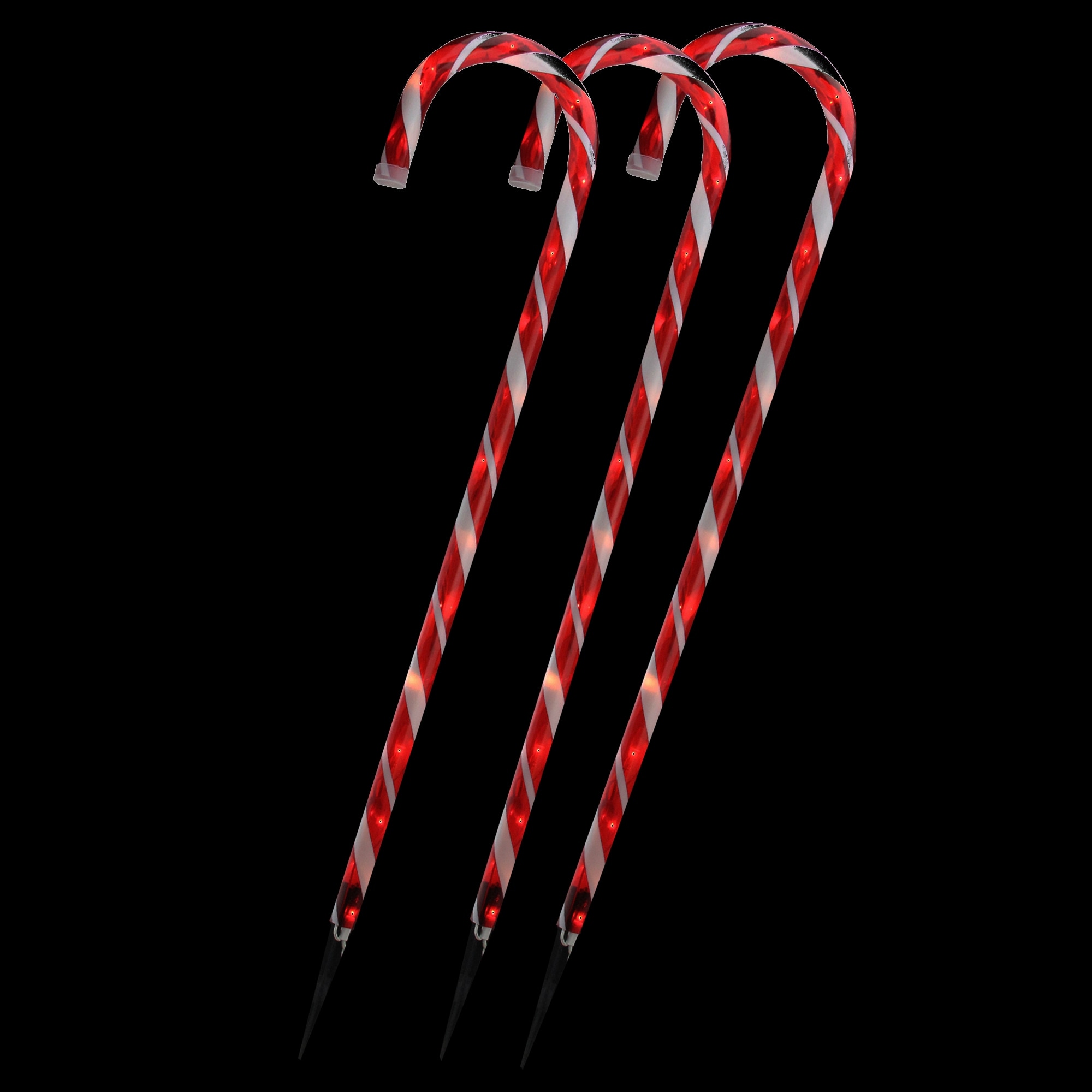Shop Set Of 3 Red And White Lighted Candy Cane Christmas Outdoor