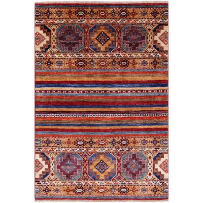 Golden Nile Khorjin Persian Gabbeh Handmade Wool Rug - 3' 4" X 4' 11"
