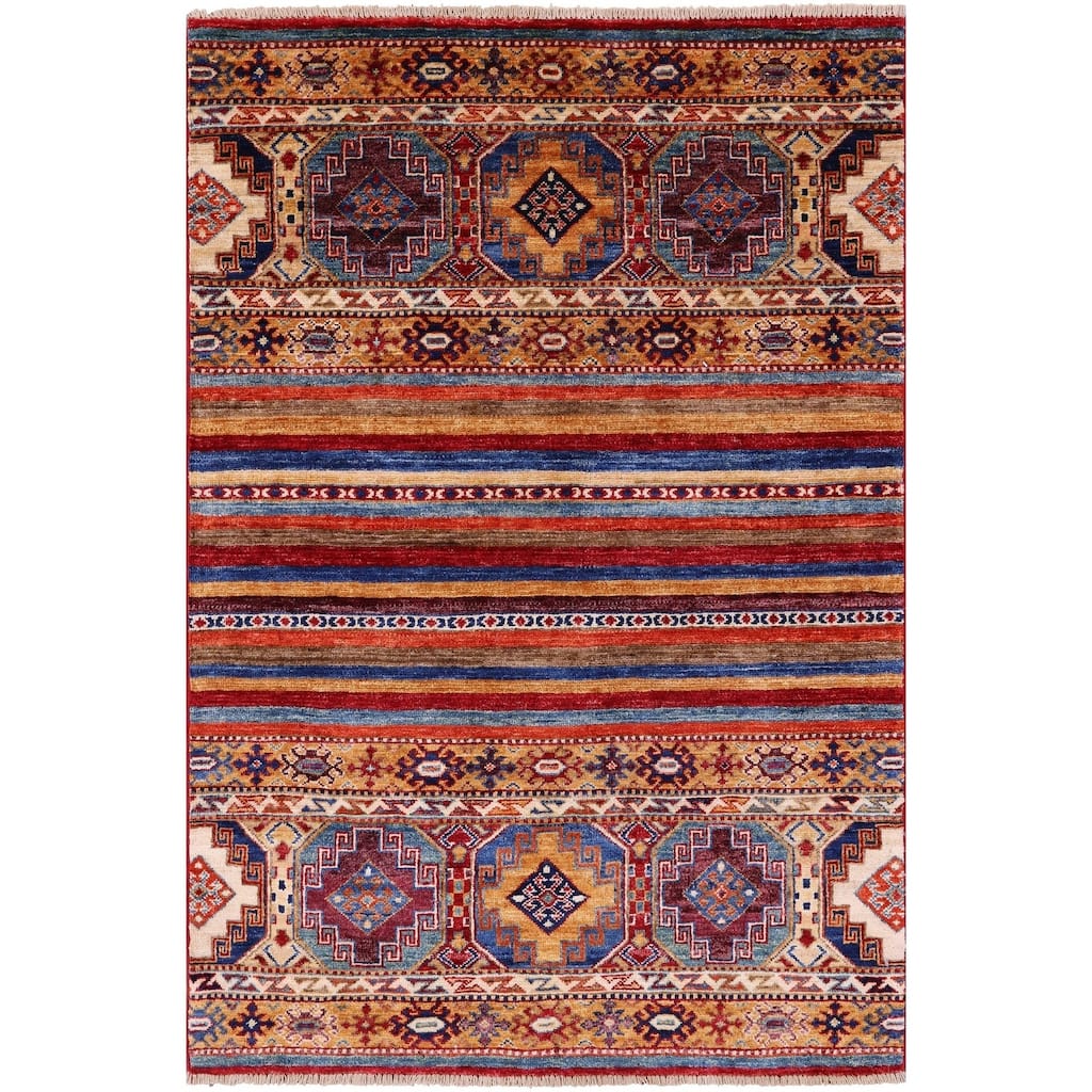 Golden Nile Khorjin Persian Gabbeh Handmade Wool Rug - 3' 4" X 4' 11"