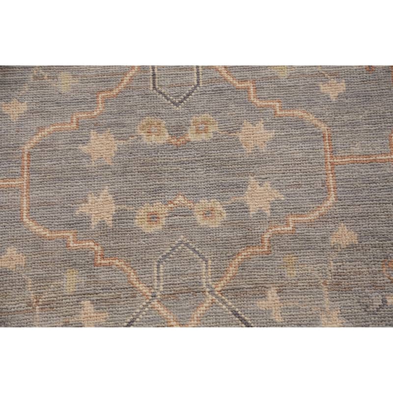 Hand Knotted Oriental 100% Wool Carpet Transitional All-Over Greys & Charcoal Oushak Runner Rug - 12' 1'' X 3' 0''