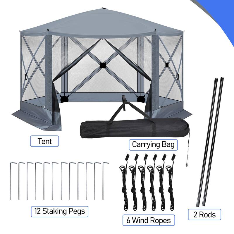 Outdoor Pop Up Camping Gazebo UV and Waterproof Canopy with Mesh Sidewalls for Backyard Patio and Family Gatherings