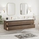 preview thumbnail 6 of 12, Sylphar 84 inch Bathroom Vanity with Sink, Floating Oak Cabinet with Stone Top