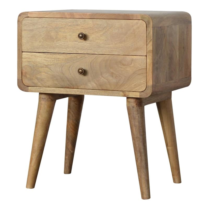 Artisan Furniture Solid Wood Curved Oak-ish Nightstand
