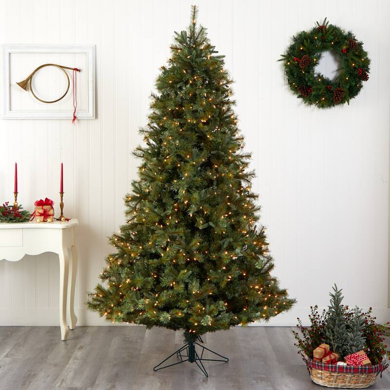 7.5' Pre-Lit Majestic Multi Pine Artificial Christmas Tree, Clear Lights - 7.5 Foot