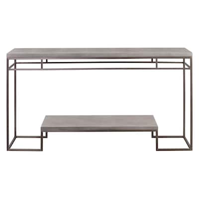 Uttermost 25399 Clea 14" Wide Faux Leather Top Stainless Steel Console