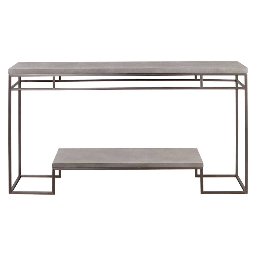 Uttermost 25399 Clea 14" Wide Faux Leather Top Stainless Steel Console
