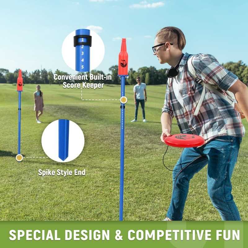 Outdoor Games Flying Disc Game Set, Fun Bottle Drop Yard Games