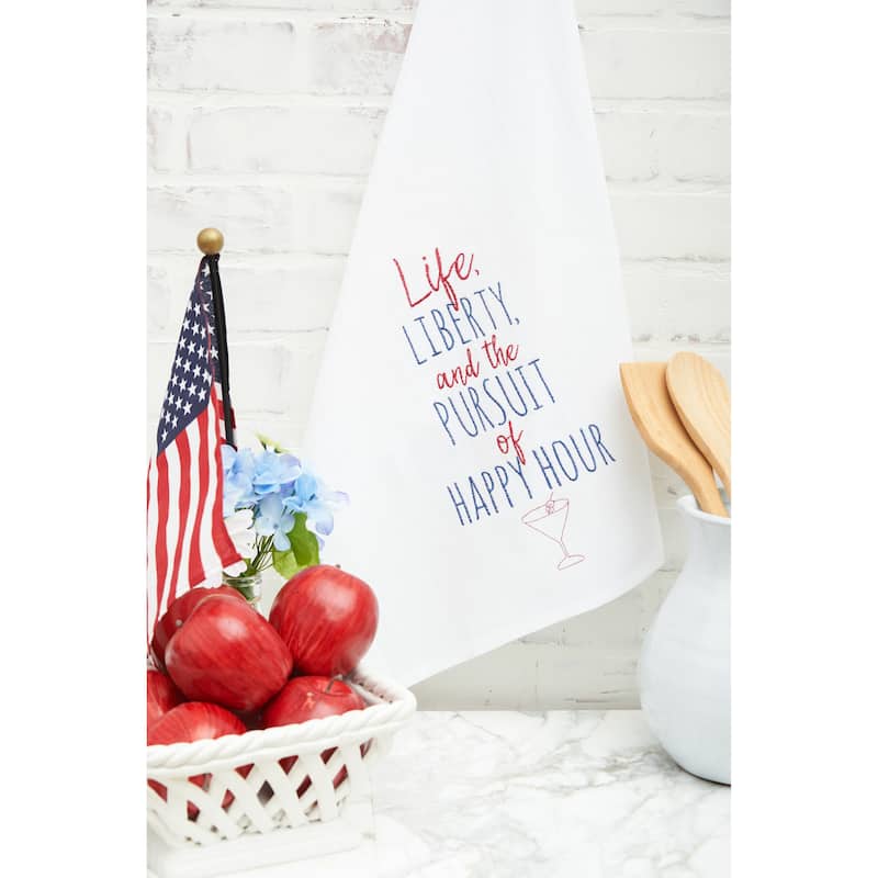 Life, Liberty & The Pursuit of Happy Hour Flour Sack Cotton Kitchen Towel