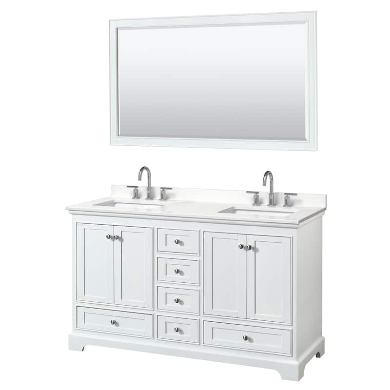 Wyndham Collection WCS202060D-QTZ-US3M58 Deborah 60" Free Standing - White / White Quartz Top / Polished Chrome
