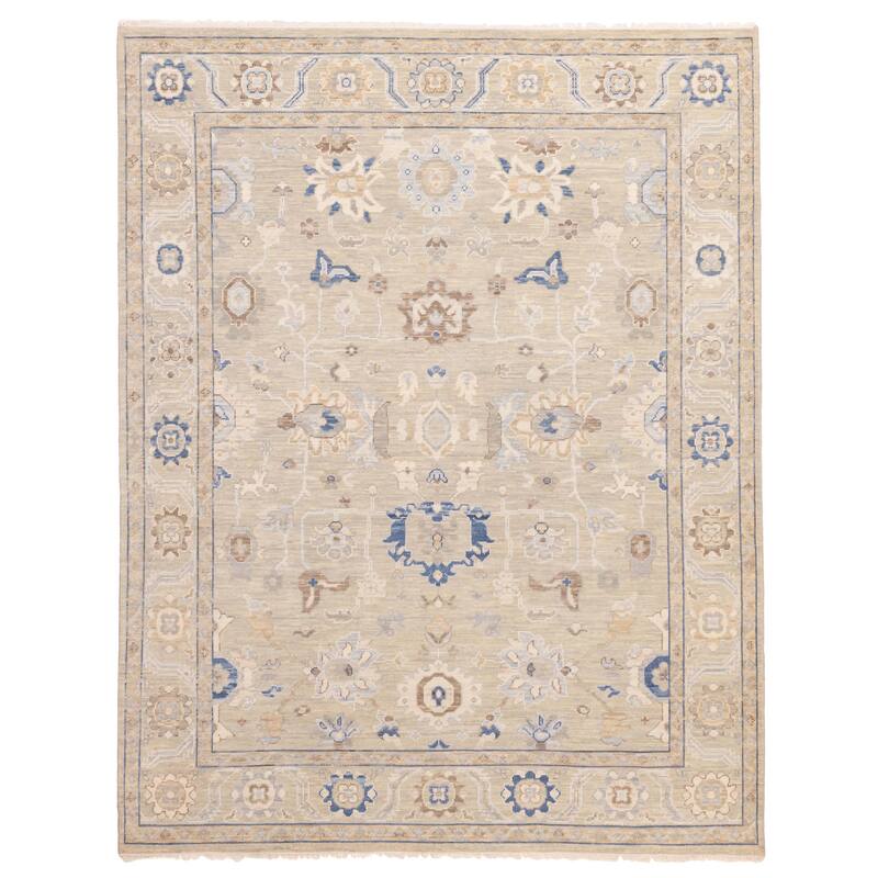 ECARPETGALLERY Hand-knotted Modern Oushak Sage Wool Rug - 8'1 x 10'3