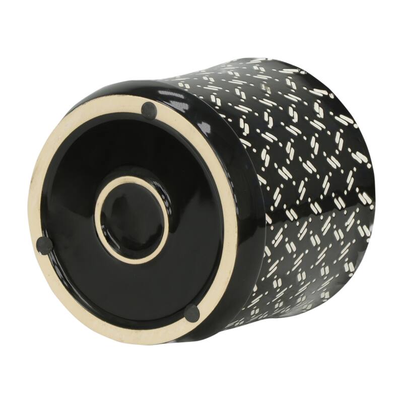 Ceramic Dots Saucer Planters Set of 2 - Black, 6/8 in.