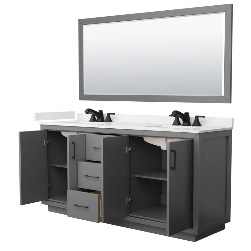 Icon 72-inch Double Vanity, Quartz Top, 70-inch Mirror