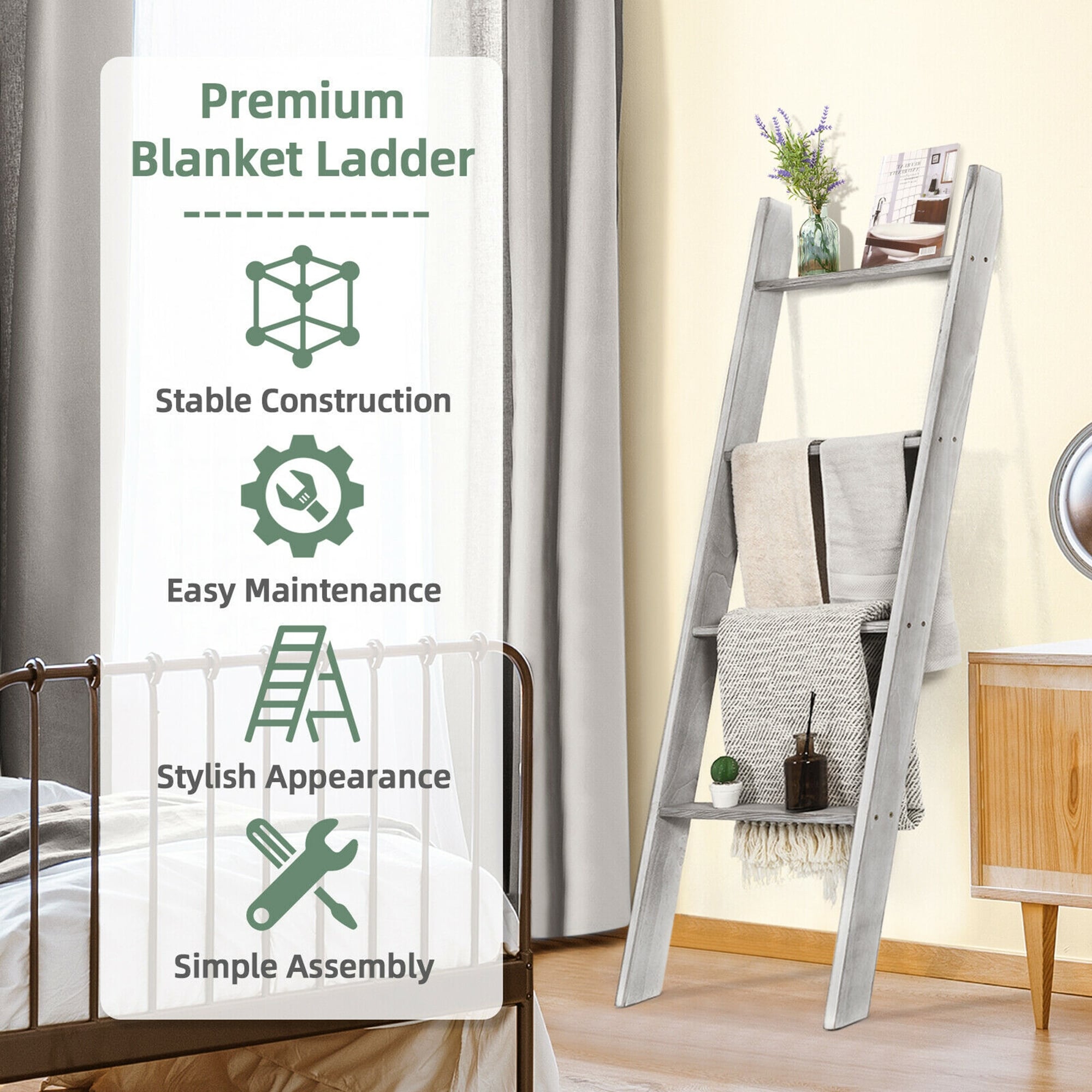 Blanket ladder shop on wall