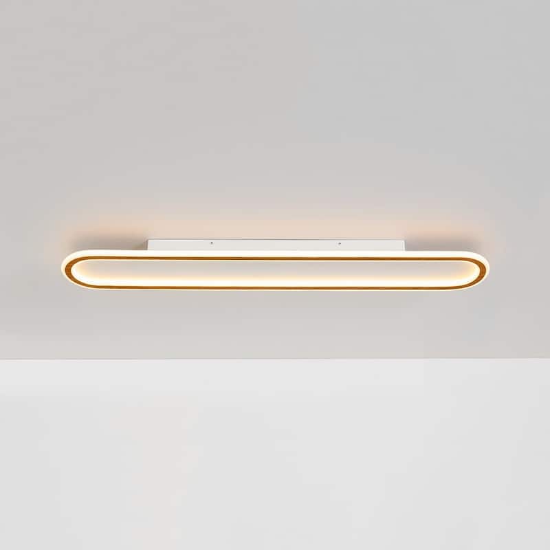 Scandinavian Linear Wood Ring Dimmable LED Flush Mount Light