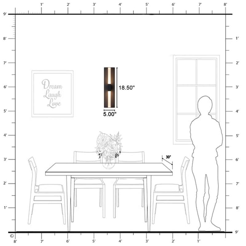 Dimmable LED Wall Sconce - Matte Black T-Shaped Frosted Acrylic