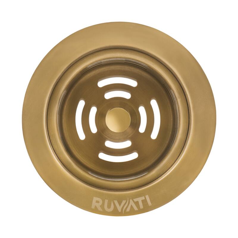 Ruvati Extended Garbage Disposal Flange with Deep Basket Strainer - Matte Gold Satin - RVA1049GG - 4.5" X 4.5"
