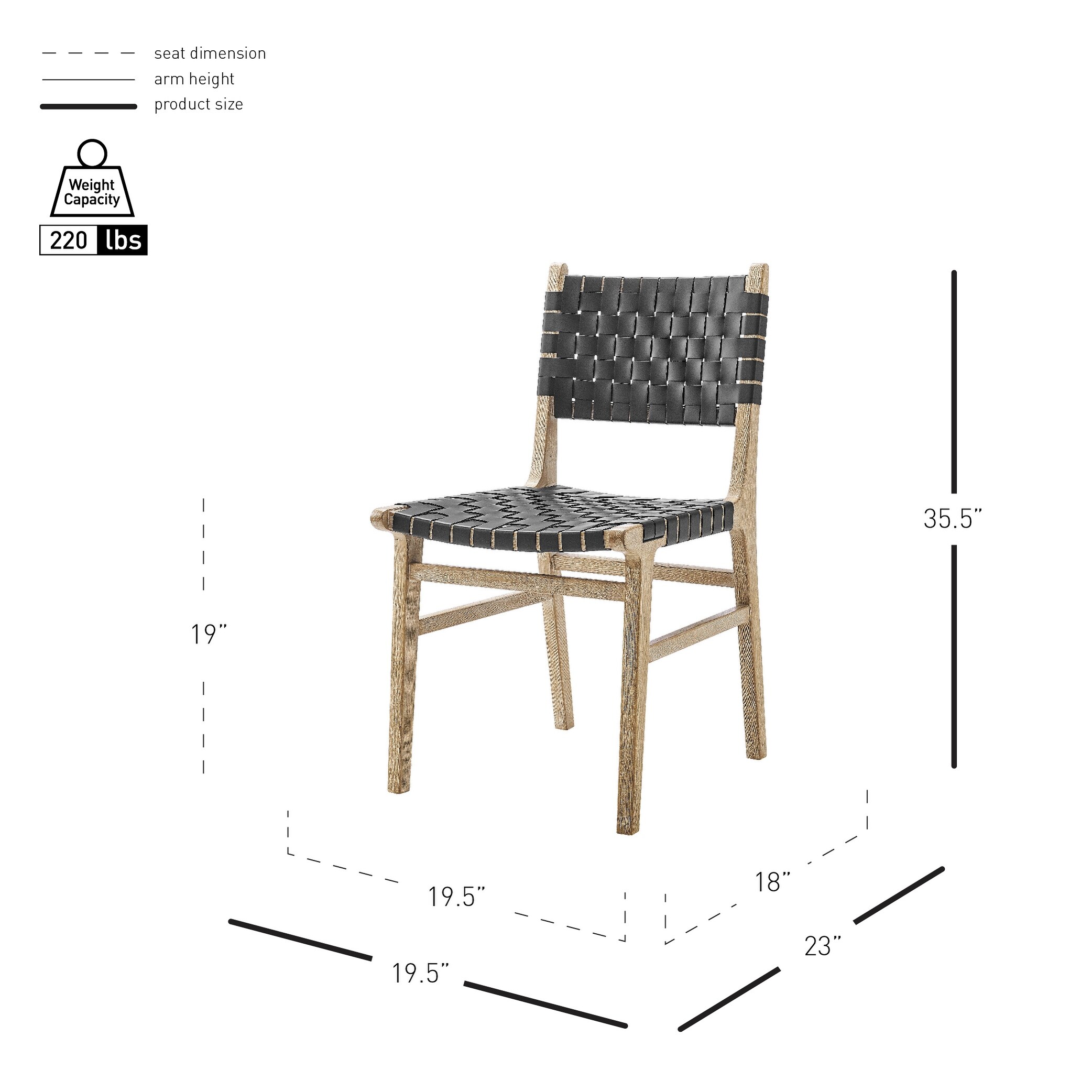 NPD Furniture Marco Faux Leather Dining Side Chair Drift Wood Frame (Set of 2)