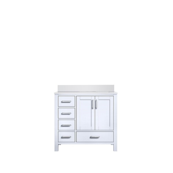 Jacques Ku'sto『OneDayIll WakeUpTogether』 Jacques 36 in. Left White Bath Vanity, Quartz Top, Faucet