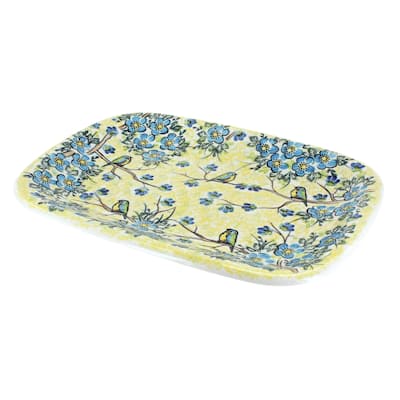 Blue Rose Polish Pottery 121 Vena Large Rectangular Serving Platter