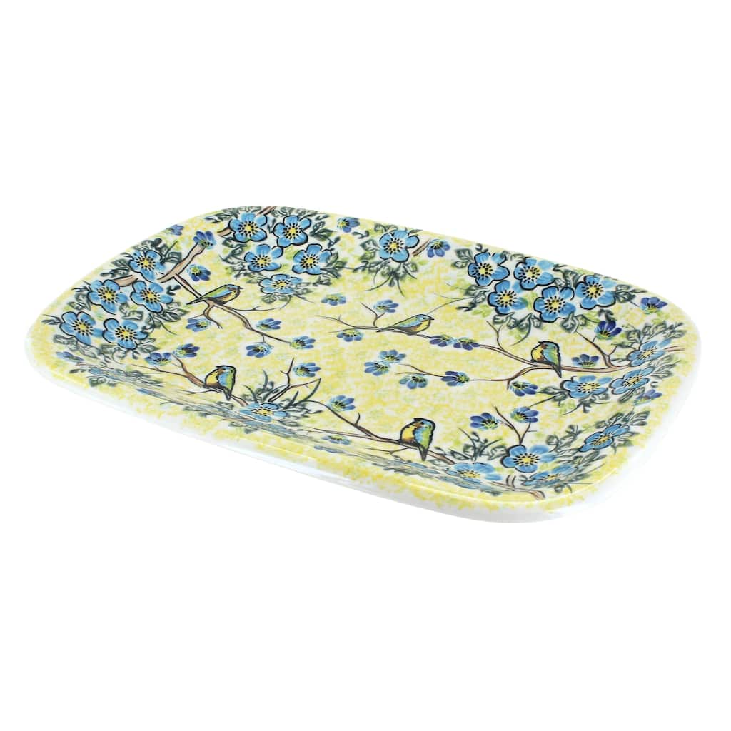 Blue Rose Polish Pottery 121 Vena Large Rectangular Serving Platter