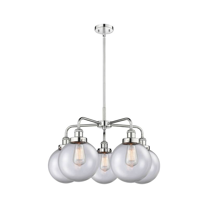 Innovations Lighting Beacon - 5 Light 26" Stem Hung Chandelier - Clear/Polished Chrome