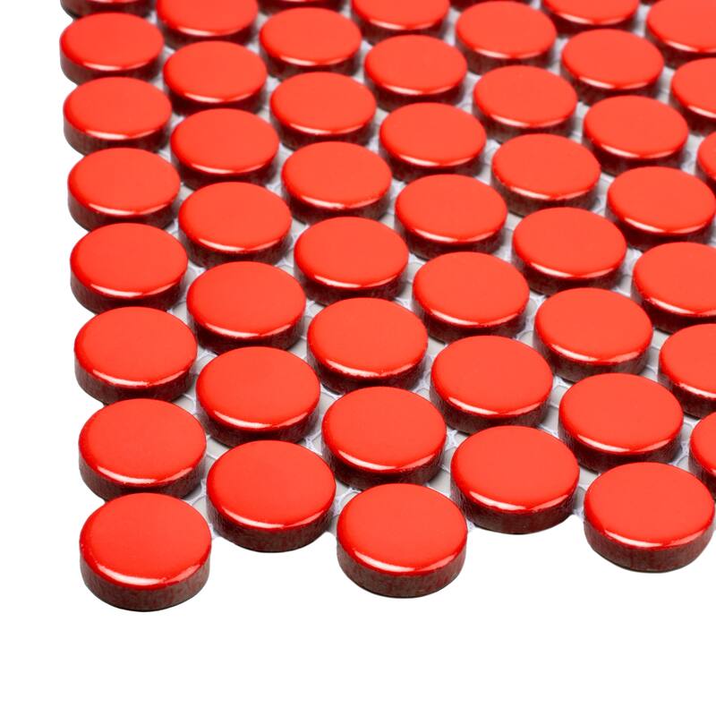 Apollo tile 12" x 12" Cirkel Glossy Red Porcelain Tile (9.87 sq ft/case) - 10 Pack