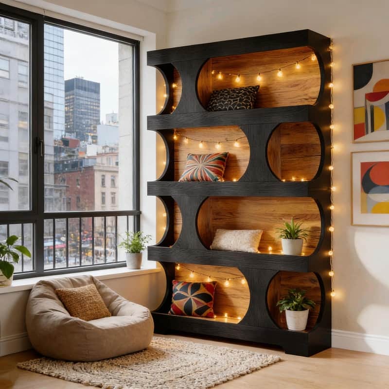 Tall 4-Tier S-Shaped Bookcase