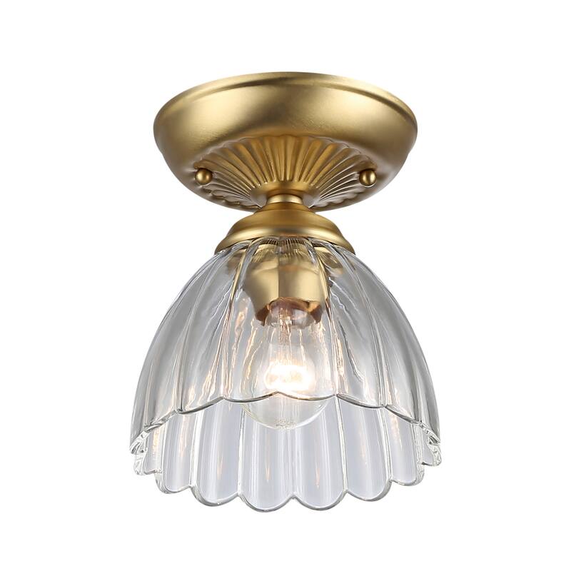 Golden Lighting Audra 1-light 7in Semi-Flush Mount in Brushed Champagne Brass - Brushed Champagne Bronze - 1-Light 7" Semi-flush